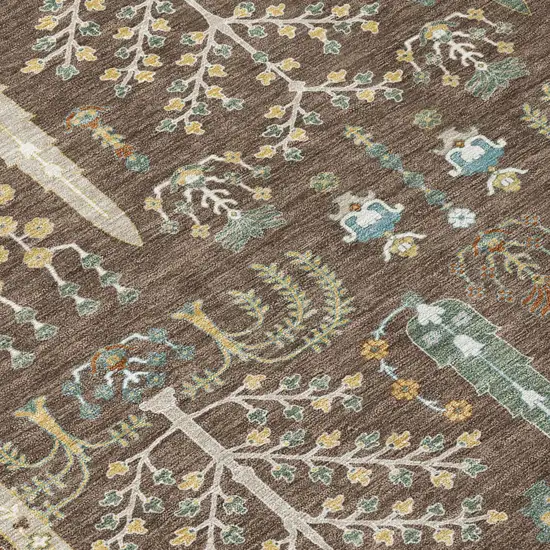 Coffee And Brown Oriental Washable Indoor Outdoor Area Rug Photo 4