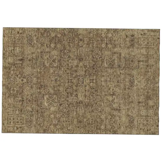 Coffee And Charcoal Floral Washable Area Rug With UV Protection Photo 2