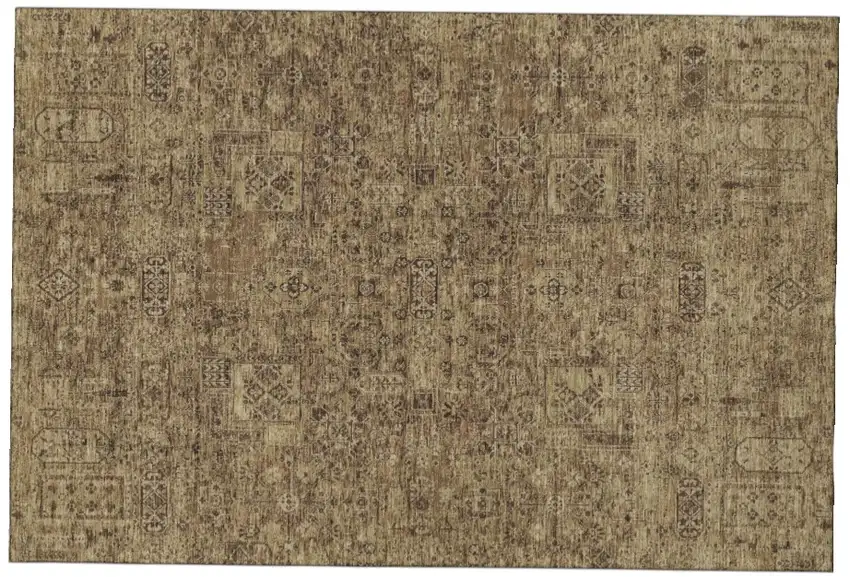 Coffee And Charcoal Floral Washable Area Rug With UV Protection Photo 2