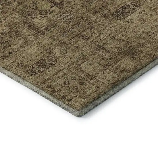 Coffee And Charcoal Floral Washable Area Rug With UV Protection Photo 7