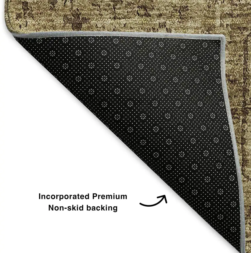 Coffee And Charcoal Floral Washable Area Rug With UV Protection Photo 5