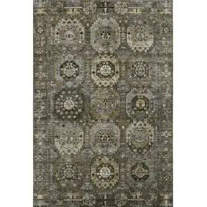Photo of Coffee And Charcoal Medallion Washable Area Rug With UV Protection