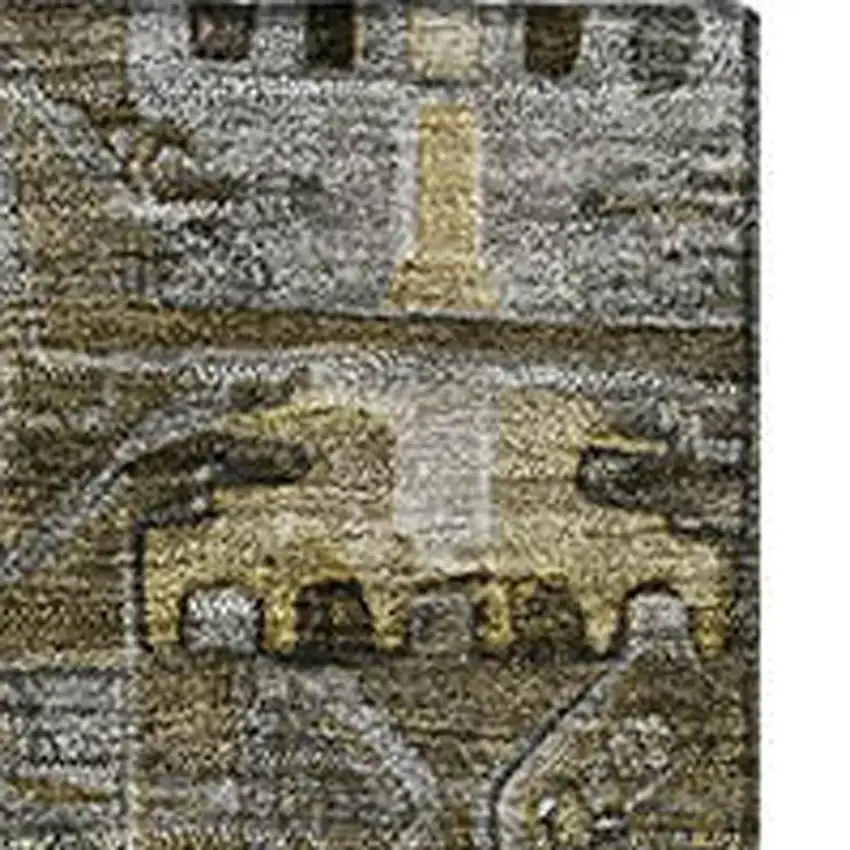 Coffee And Charcoal Medallion Washable Area Rug With UV Protection Photo 4