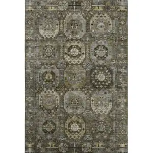 Photo of Coffee And Charcoal Medallion Washable Area Rug With UV Protection