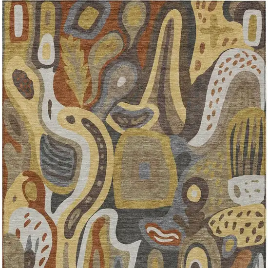 Coffee And Chocolate Abstract Washable Indoor Outdoor Area Rug Photo 4
