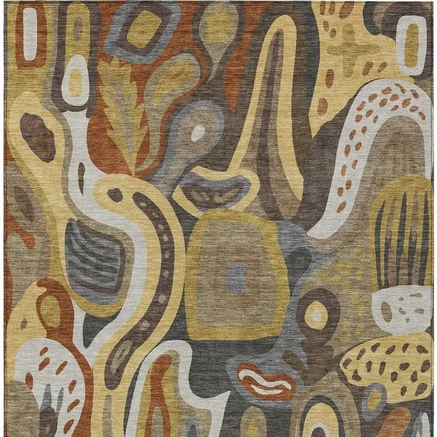 Coffee And Chocolate Abstract Washable Indoor Outdoor Area Rug Photo 4