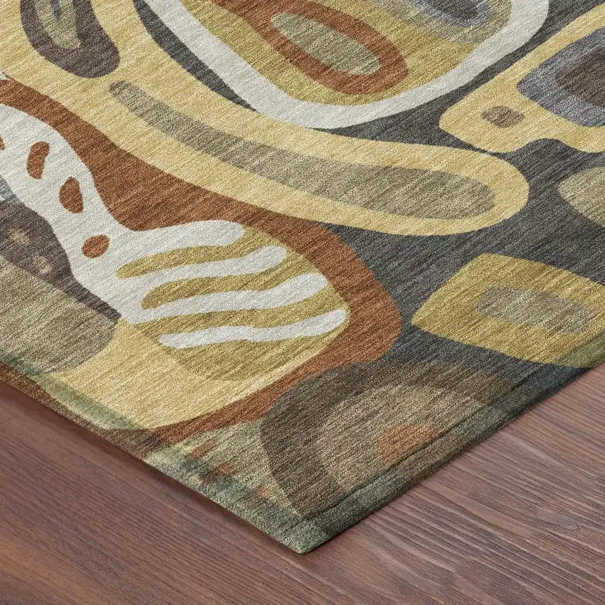 Coffee And Chocolate Abstract Washable Indoor Outdoor Area Rug Photo 5