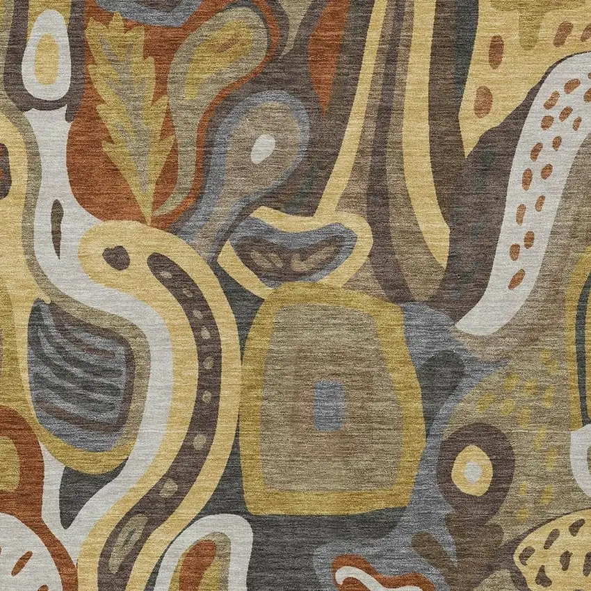 Coffee And Chocolate Abstract Washable Indoor Outdoor Area Rug Photo 3
