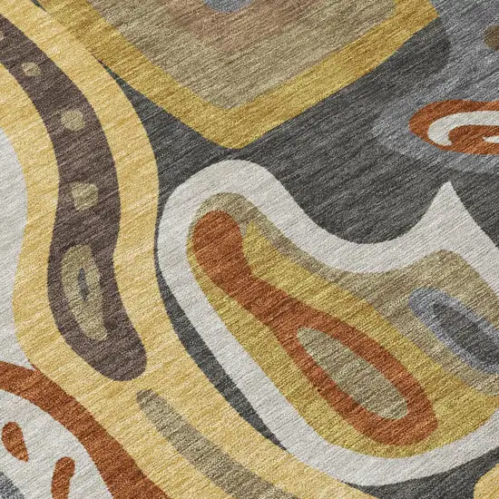 Coffee And Chocolate Abstract Washable Indoor Outdoor Area Rug Photo 6