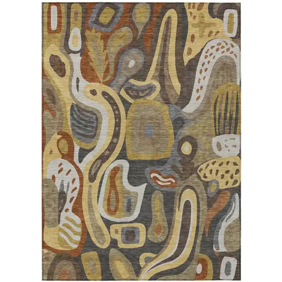 Coffee And Chocolate Abstract Washable Indoor Outdoor Area Rug Photo 2