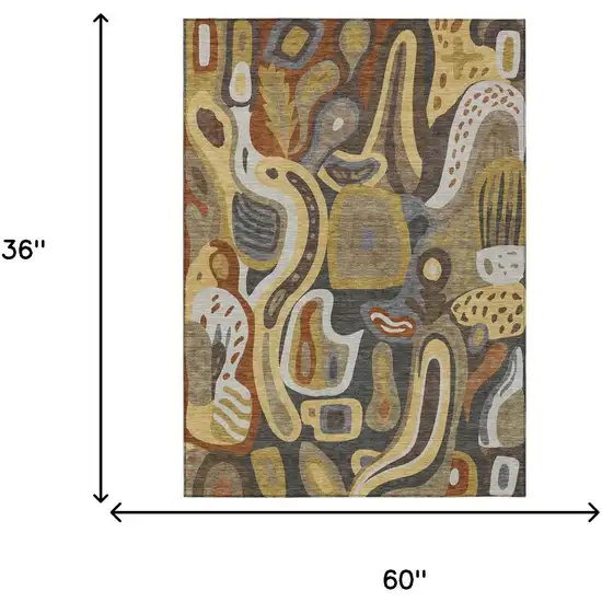 Coffee And Chocolate Abstract Washable Indoor Outdoor Area Rug Photo 7