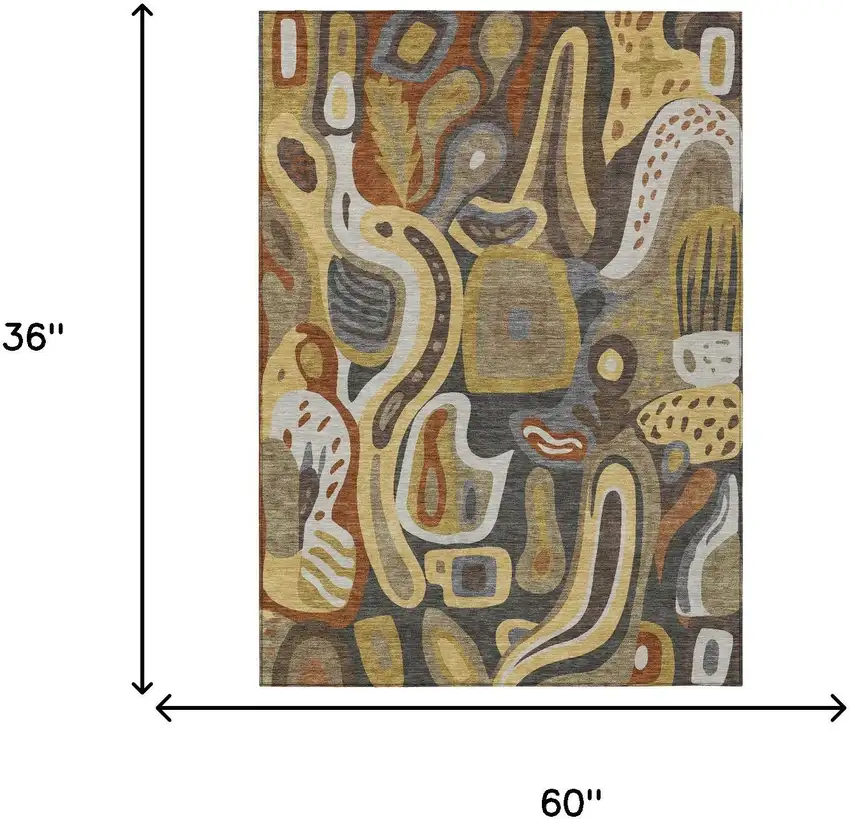 Coffee And Chocolate Abstract Washable Indoor Outdoor Area Rug Photo 7