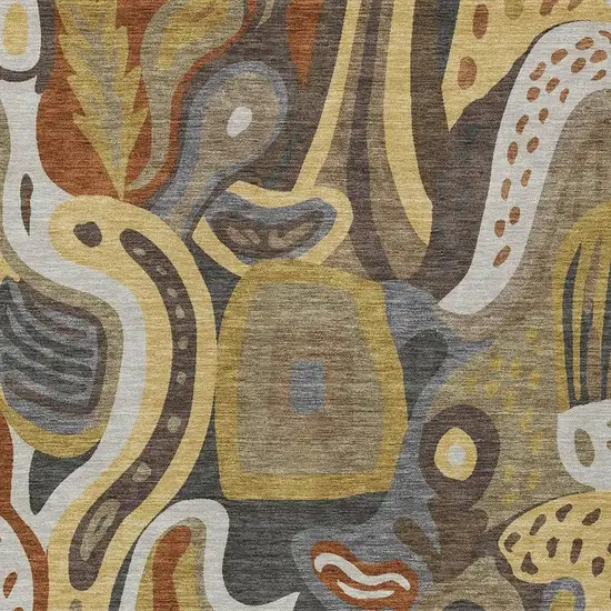 Coffee And Chocolate Abstract Washable Indoor Outdoor Area Rug Photo 3