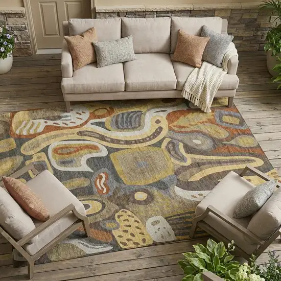 Coffee And Chocolate Abstract Washable Indoor Outdoor Area Rug Photo 1