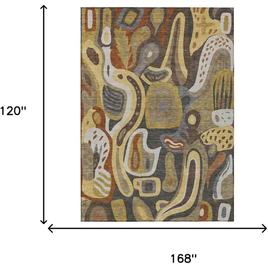 Coffee And Chocolate Abstract Washable Indoor Outdoor Area Rug Photo 7