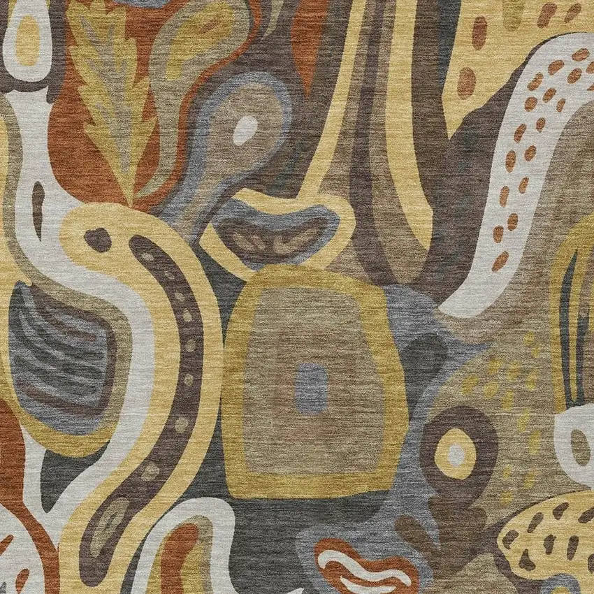 Coffee And Chocolate Abstract Washable Indoor Outdoor Area Rug Photo 3