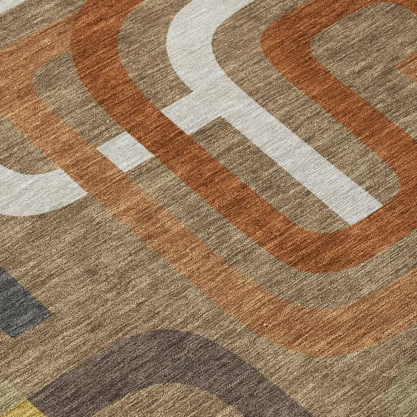 Coffee And Chocolate Geometric Washable Indoor Outdoor Area Rug Photo 6