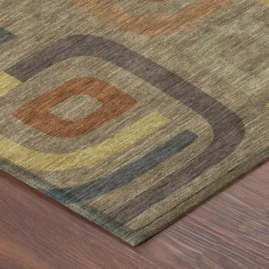 Coffee And Chocolate Geometric Washable Indoor Outdoor Area Rug Photo 5