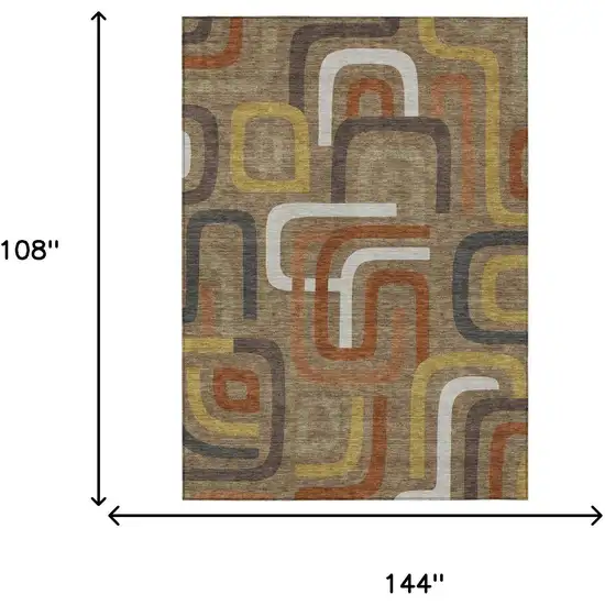 Coffee And Chocolate Geometric Washable Indoor Outdoor Area Rug Photo 7