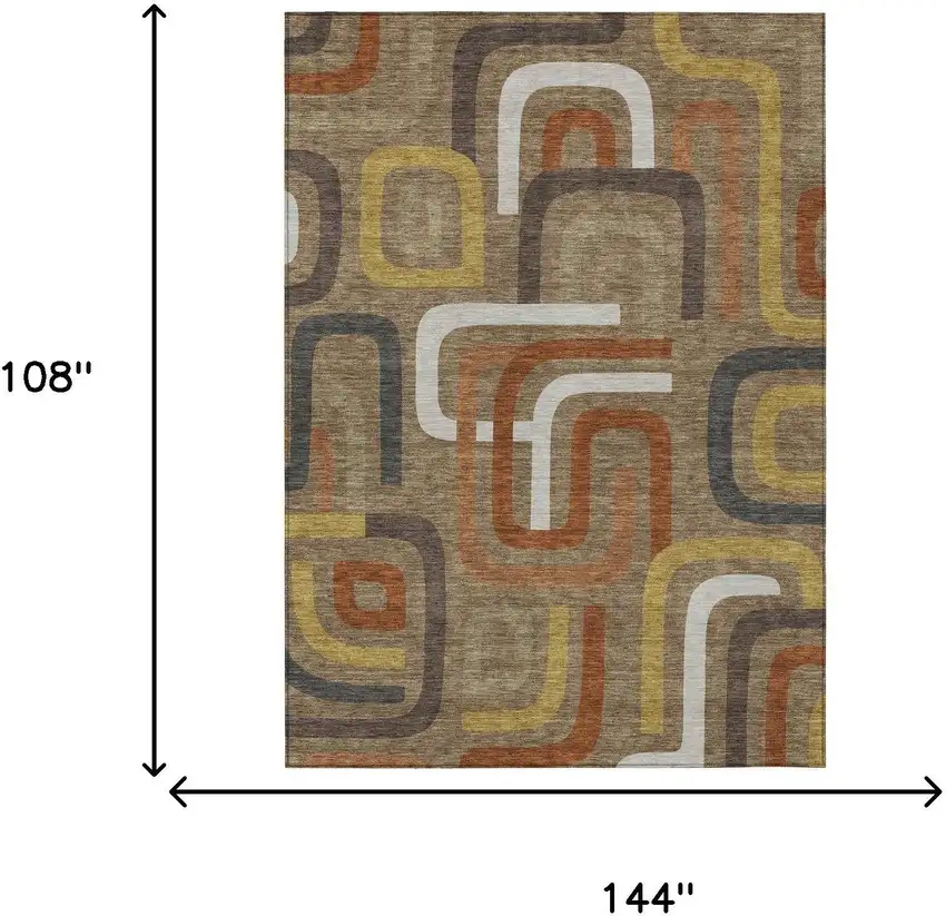 Coffee And Chocolate Geometric Washable Indoor Outdoor Area Rug Photo 7