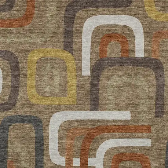 Coffee And Chocolate Geometric Washable Indoor Outdoor Area Rug Photo 3