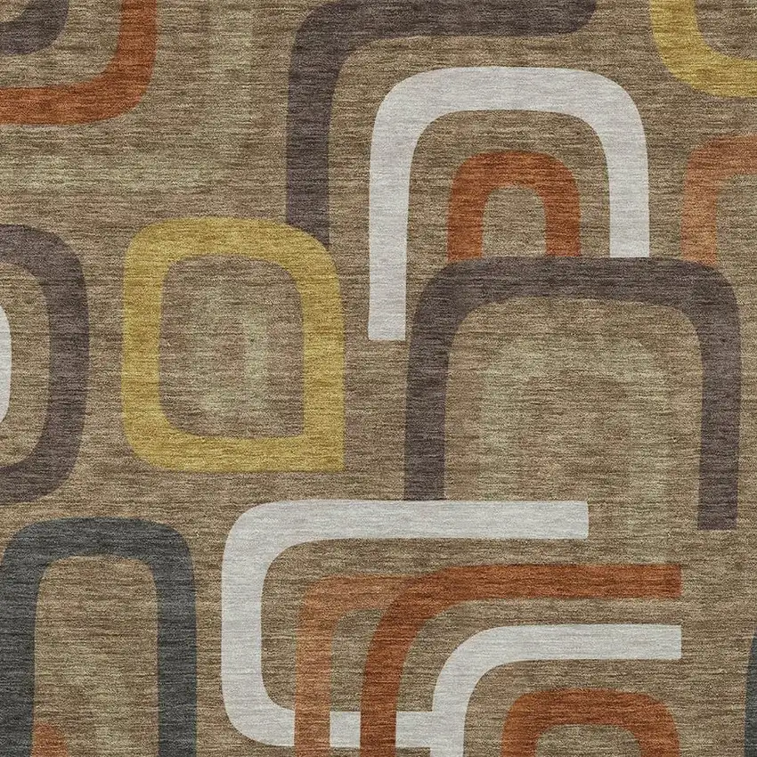 Coffee And Chocolate Geometric Washable Indoor Outdoor Area Rug Photo 3