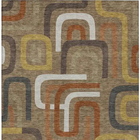 Coffee And Chocolate Geometric Washable Indoor Outdoor Area Rug Photo 4