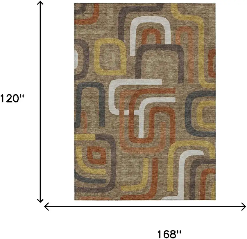 Coffee And Chocolate Geometric Washable Indoor Outdoor Area Rug Photo 7