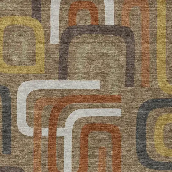 Coffee And Chocolate Geometric Washable Indoor Outdoor Area Rug Photo 3