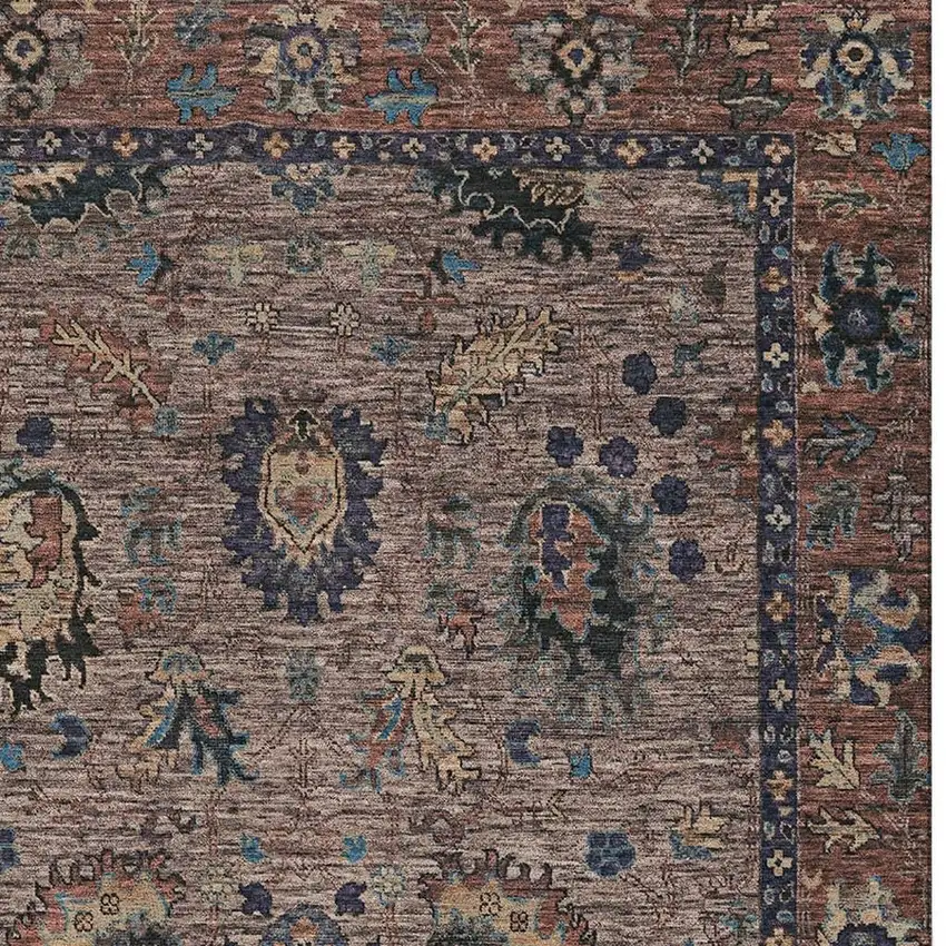 Coffee And Copper Oriental Washable Area Rug With UV Protection Photo 4