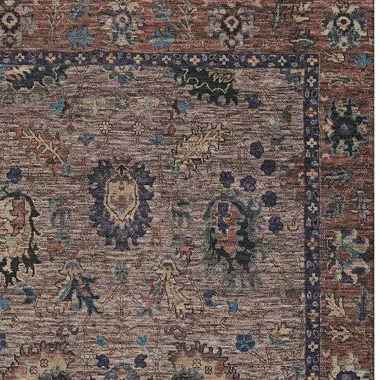 Coffee And Copper Oriental Washable Area Rug With UV Protection Photo 4