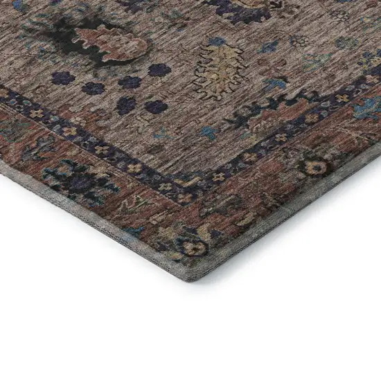 Coffee And Copper Oriental Washable Area Rug With UV Protection Photo 7