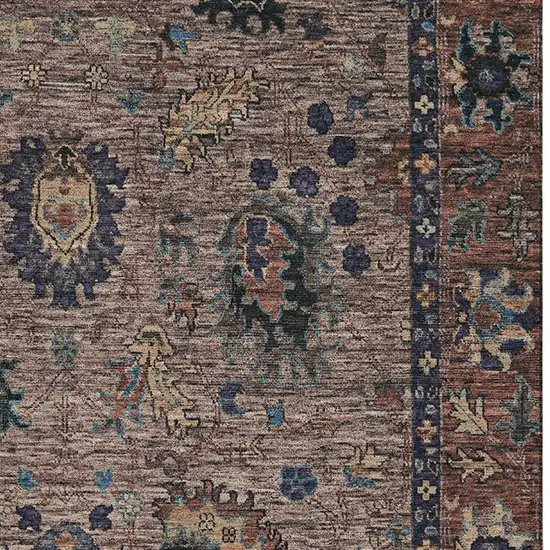 Coffee And Copper Oriental Washable Area Rug With UV Protection Photo 3