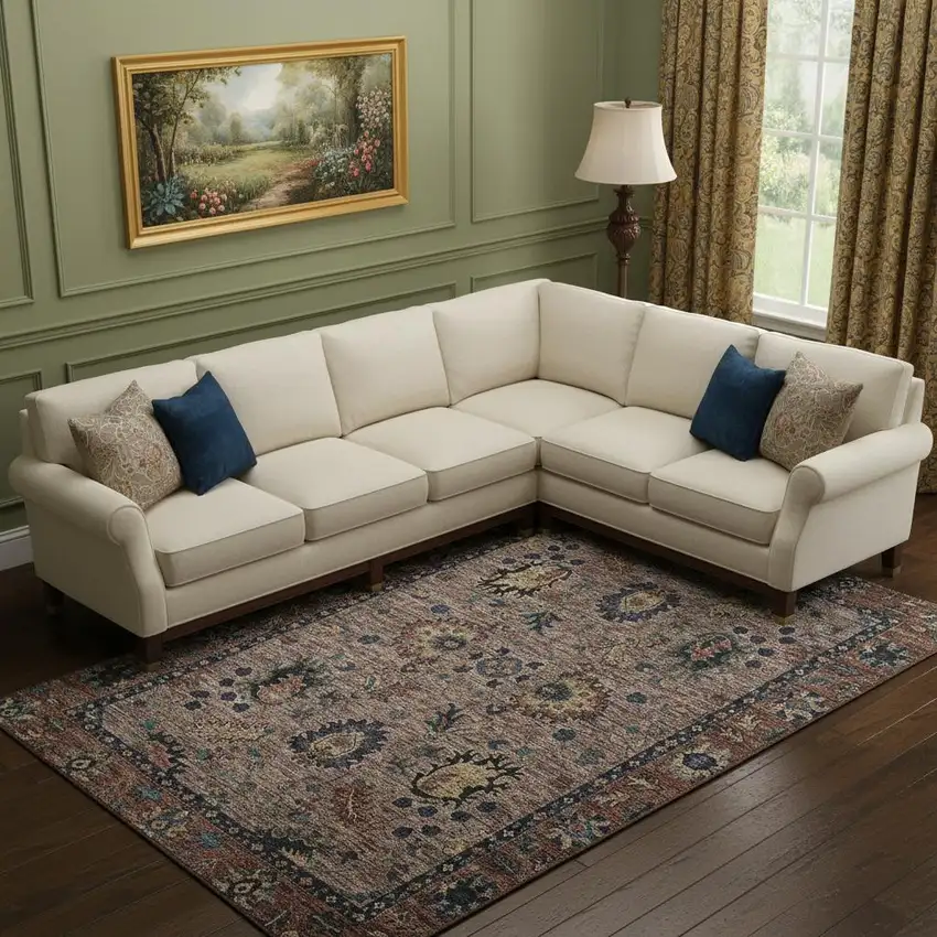 Coffee And Copper Oriental Washable Area Rug With UV Protection Photo 2