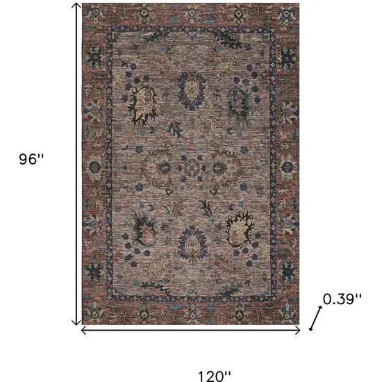 Coffee And Copper Oriental Washable Area Rug With UV Protection Photo 9