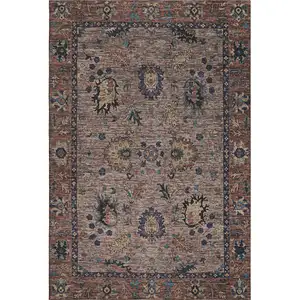 Photo of Coffee And Copper Oriental Washable Area Rug With UV Protection