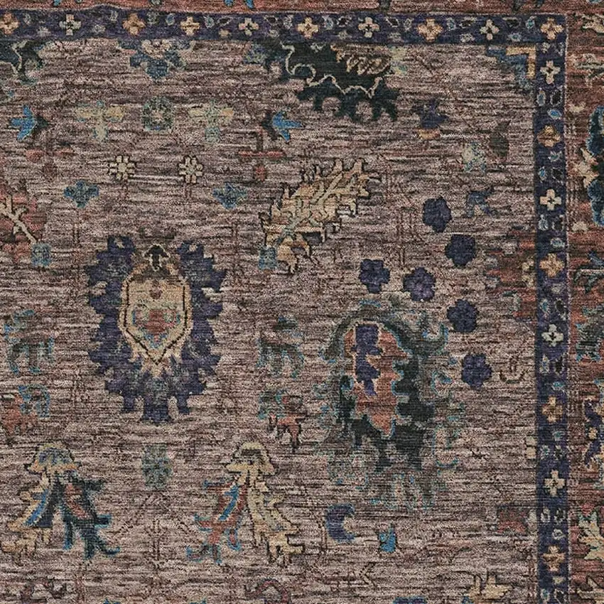 Coffee And Copper Oriental Washable Area Rug With UV Protection Photo 3