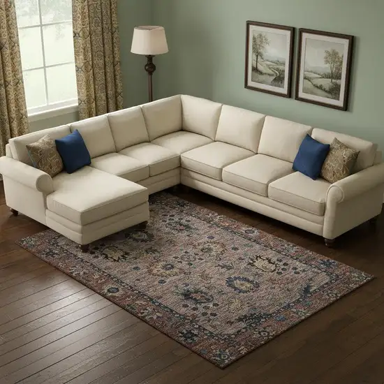 Coffee And Copper Oriental Washable Area Rug With UV Protection Photo 2