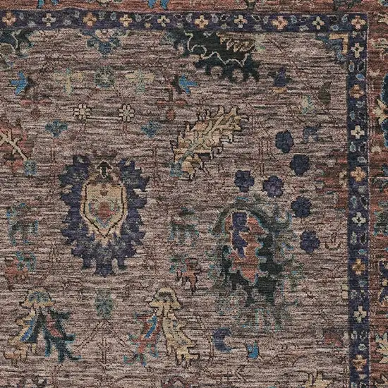 Coffee And Copper Oriental Washable Area Rug With UV Protection Photo 3