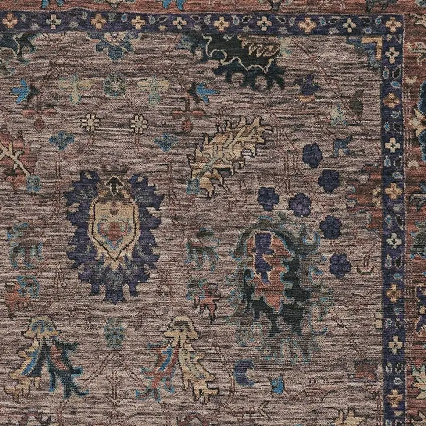 Coffee And Copper Oriental Washable Area Rug With UV Protection Photo 3