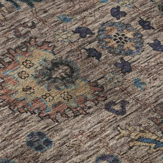 Coffee And Copper Oriental Washable Area Rug With UV Protection Photo 8