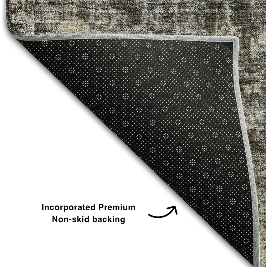 Coffee And Gold Abstract Washable Area Rug With UV Protection Photo 6