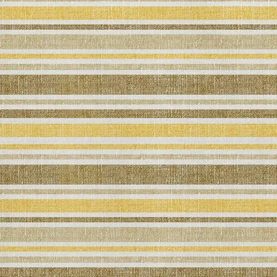 Coffee And Gold Striped Washable Area Rug With UV Protection Photo 5