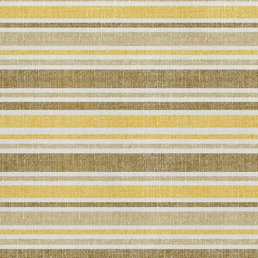 Coffee And Gold Striped Washable Area Rug With UV Protection Photo 5