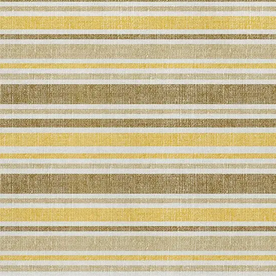 Coffee And Gold Striped Washable Area Rug With UV Protection Photo 3