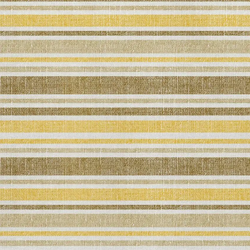 Coffee And Gold Striped Washable Area Rug With UV Protection Photo 3