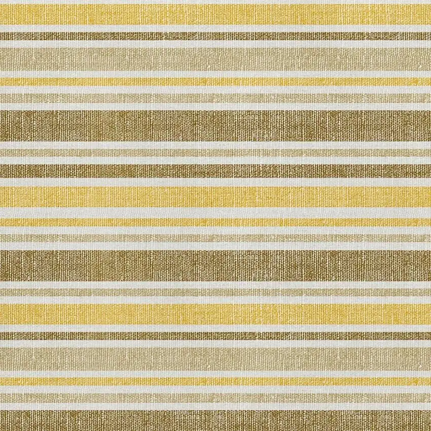 Coffee And Gold Striped Washable Area Rug With UV Protection Photo 3