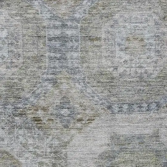 Coffee And Gray Abstract Geometric Washable Area Rug With UV Protection Photo 3