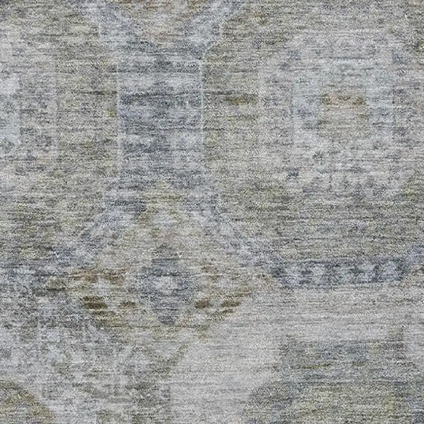 Coffee And Gray Abstract Geometric Washable Area Rug With UV Protection Photo 3