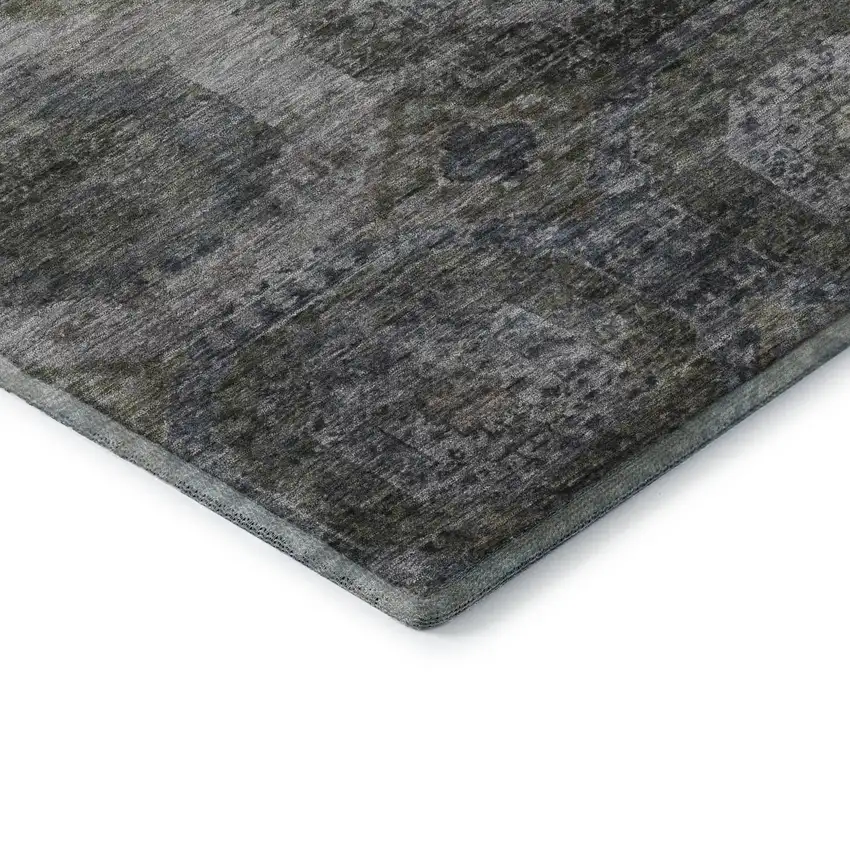 Coffee And Gray Abstract Geometric Washable Area Rug With UV Protection Photo 8